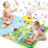 Love&Mini 3 in 1 Musikmatte für Kleinkinder 1-3 mit Trommel, 6 Musikinstrumente und 8 Tiergeräusche, Klaviermatte Spielzeug für 3+ Jahre alte Mädchen Jungen Geburtstag Weihnachten Geschenke