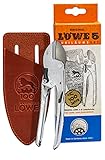 Original LÖWE 5, 100 Jahre Jubiläumsedition - Profi Gartenschere Amboss Schere 5.100 aus Metall mit rostfreier und antihaftbeschichteter Stahlklinge zusammen mit handgefertigtem Lederholster