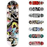 WeSkate Skateboard Anfänger - 31x8 Zoll Komplette Cruiser Skateboard für Kinder Jugendliche Erwachsene, 7-Lagiger Kanadischer Ahorn Double Kick Deck Concave mit ABEC-7 Kugellager, Belastung 100kg