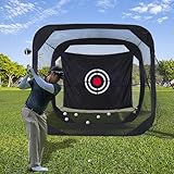 KAIDIDA Golfnetz 218x218x120cm Golf Übungsnetz für Garten & Zuhause : Abschlagnetz Golf Net Indoor Outdoor - Stabil Fiberglas Rahmen mit Großer Trefferfläche, 420D Zielscheibe Schwarz