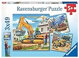 Ravensburger Kinderpuzzle - 09226 Große Baufahrzeuge - Puzzle für Kinder ab 5 Jahren, mit 3x49 Teilen