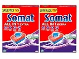 Somat All in 1 Spülmaschinen Tabs (2x100 Tabs), Geschirrspül Tabs für strahlende Sauberkeit auch bei niedrigen Temperaturen, kraftvoll gegen Eingetrocknetes
