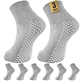 SukModen Krankenhaussocken mit Doppelprofil – 3 Paar Rutschfeste Stoppersocken mit Noppen Sturzschutz Slipper Socken für Männer und Frauen, Anti-Rutsch Haussocken für Pflege, Reha & Zuhause
