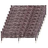 KADAX Palisade aus Weide, natürlicher Weidenzaun, handgemachter Weidenflechtzaun, Gartenzaun für Wegabgrenzung und Beete, Zaun Rasenkante (10 Stück 100x20cm)