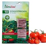 floraline® | 10x Tomaten - Düngestäbchen | Tomatendünger für bis zu 3 Monate hohe Ernten und schmackhafte Früchte pro Stäbchen | Schonende & kinderleichte Anwendung