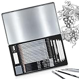 Wonwood_direct Bleistift Set, 29 Zeichenstifte Set, Sketch Bleistift Set mit Graphitstifte, Kohlestifte, Extender für Zeichnungen, Künstler, Kinder, Erwachsene, Skizzieren Liebhaberin (4H-10B)