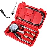 Wvoillty 9tlg KFZ Benzin Motor Kompressionsprüfer 0-300 PSI / 0-20 Bar, Auto Kompressionstester für Benzinmotor mit Zündkerzentester und 4 Adapter M10 M12 M14 M18 (Rot)