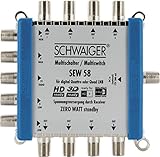 SCHWAIGER SEW58 531 Multischalter (bis zu 8 Teilnehmer, kein Netzanschluss nötig; DVB-T2 geeignet) Silber