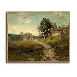 hyidecorart Vintage Leinwand Bilder mit Rahmen Holz, 20x25 cm Klein Wandbilder Wohnzimmer Natur Ländlich Landschafts Bild Aesthetic, Wanddeko Schlafzimmer Gemälde Desktop Badezimmer Büro Esszimmer