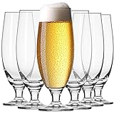 KROSNO Pokal Craft Bier-Gläser 0,5 liter | Set von 6 | 500 ML | Elite Kollektion | Perfekt für Zuhause, Restaurants und Partys | Spülmaschinenfest