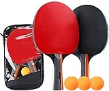 Symagalbst Professionel Tischtennis Set 2 Tischtennisschläger mit 3 Tischtennis Bälle und 1 Tasche, Table Tennis Set Ideal für Anfänger, Profis