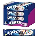 OREO Birthday Party 16 x 154g I Limited Edition I Kakao Doppelkeks mit doppelter Créme-Schicht I Vanille-Füllung mit Streuseln I Keks Großpackung
