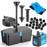 Teichpumpe mit Filter und Springbrunnen Set, 50W 2500L/H...