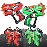 OKKIDY Lasertag Wiederaufladbare, Infrarot Laserpistole Spiel mit Westen und Ladestation 2 Packung, Lasertag Spiel Set für Kinder und Erwachsene Indoor Outdoor, 6 Jahre+ Jungen Mädchen