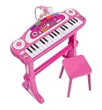 Simba 106830690 - My Music World Girls Standkeyboard, 31 Tasten, Licht und Sound, 55cm, ab 3 Jahre, Rose