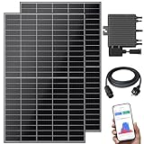 Balkonkraftwerk 1000 W Bifazial Glas/Glas Solaranlage Steckerfertig mit 800 Watt Wechselrichter WiFi Smarte Mini-PV Photovoltaik Anlage genehmigungsfrei Komplettset, schwarz (1000/800W)