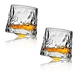 LIUASMUE Rotierendes Whiskyglas Kristall Tumbler Kristallgläser Tumbler Old Fashion Cocktailbecher Glasmaterial Glas Wasserbecher Set