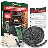 Veddelholzer 2,5 m komplett Set Ø 6mm Ofendichtband, Ofendichtung, Backofen Dichtung, Ofendichtschnur für Kaminofen, Öfen und Kaminofen Inkl. Hochtemperaturkleber, Handschuhe, Hülsen und Anleitung