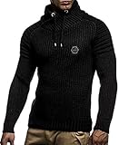 Leif Nelson Herren Strickpullover Schwarz mit...