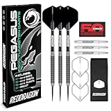 RED DRAGON Pegasus 24 Gramm-Professionelles Tungsten-Steeltip-Dart-Set mit Flights, Schäften (Shafts) und Brieftasche