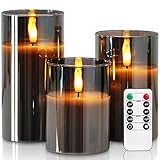 Homemory Grau Glas Flammenlose Kerzen, Batteriebetriebene...