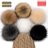 6 PCS Bommel für Mütze 5.5 Zoll Fellbommel Mit Druckknopf Kunstfell Bommel Groß Fellbommel für Mützen Pompon Kunstfell für Münzen Kunstfell Pompons Groß für Mütze-Klassischer Stil