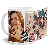Foto-Tasse zum selbst gestalten mit Foto-Collage für 2 Wunschfotos - Geschenk für Familie, Freunde, Geburtstag, Weihnachten - Keramik Weiß, 300 ml I Personalisiert