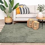 FRAAI | Home & Living Waschbarer Teppich - Clean Grün - 140x200cm - Polyester - Kurzflor - Uni - waschbar in Waschmaschine - Modern - Wohnzimmer, Esszimmer, Schlafzimmer - Carpet