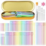 Doxiru 84 Stück Nähnadeln aus Kunststoff, 75 Kunststoff-Nähnadeln und 6 stumpfe Nadeln, Nähnadel, Sicherheits-Stricknadel mit Aufbewahrungsbox für DIY-Nähen, handgefertigtes Bastelnadelprojekt