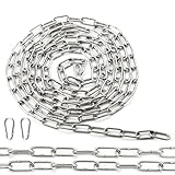 Ziamzra Edelstahlkette Meterware Stahlkette 3M 1,5 mm Edelstahl Ketten Gliederkette Verlängerungskette Metall Rundstahlkette Kette mit Karabiner für Hundekette Schaukeln Ketten Ankerkette Hängesessel