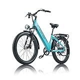 BURCHDA E-Bike Pedelec mit 26 * 3.0 Zoll Fat Tire, 95N.m Motor 48V 20AH Li-ion Akku für Lange Reichweite, E Bike Damen und Herren, 7-Gang,Elektrofahrrad für Pendeln und Bergfahren (grün)