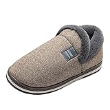 TDEOK Paare Herren Slip On Furry Flat Winter Round Toe Keep Warm Solid Color Slippers Schuhe Herren Schuhe Business Schwarz (Coffee, 43)