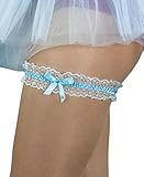 Oblique-Unique® Blau - Weisses Strumpfband für Hochzeit...