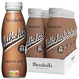 BAREBELLS Cremiger Eiweiss shake – zuckerarm, 24 Gramm Protein pro Flasche, laktosefrei – Chocolate Milkshake, 8 x 330ml
