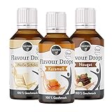 borchers Flavour Drops Probierpaket | je 1 x Weiße Schokolade, Karamel und Nougat | 3 x 30 ml | 0 Kalorien | Süßstoff Flüssig | Zum Kochen und Backen | Für Getränke