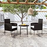 Xichuzi 3-TLG. Garten-Essgruppe Poly Rattan Schwarz, Esstisch Mit Stühlen Set, Gartenmöbel Sitzgruppe, Balkon Möbel, Gartenlounge Set, Terrassenmöbel, Balkonmöbel Set - 3098035