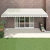 Markise Einziehbar Creme 5x3 m Stoff und Aluminium, Chaduof Sichtschutz Balkon, Balkon Markise, Seitenmarkise, Klemmmarkise, Sonnenvorhang, Balkonmarkisen - 3154455