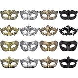 FEQO 16 Stück Venezianische Maskerade Maske Damen Herren Vintage Antike Masken Augenmaske Retro Maskerade Masken für Karnevals Halloween Party