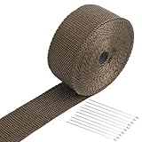 Hitzeschutzband Auspuff 5 cm x 10 m, Titanfarben Auspuff Dichtband mit 10 Edelstahl Kabelbindern, hitzebeständig bis 1200 °C Geeignet für Motorrad- und Auto-Auspuffkrümmer