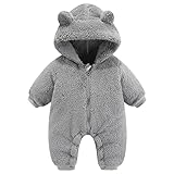 Generisch Wollwalk Overall Baby Schurwolle Strampler Overall Bequemer Loungewear Hoodie Overall mit Fuß Baby-Playsuit Wollwalk Homewear Jumpsuit Schlafoverall