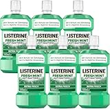 LISTERINE Fresh Mint (6 x 500 ml), antibakterielle Mundspülung mit ätherischen Ölen für einen frischen Atem