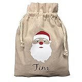 Personalisierter Nikolaussack für Kinder 26x35cm – Geschenk Weihnachten mit Namen – Jutesack mit Weihnachtsmann Motiv – Nikolausgeschenk Kinder
