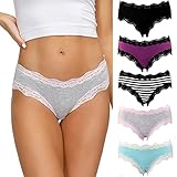 COMSOFT Baumwolle Unterwäsche Damen Höschen Sanft Spitze Hipster Slip Mehrfarbig (Mehrfarbig Briefs F, Medium)