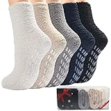 Toes Home Kuschelsocken Stoppersocken Damen 5/6 Paar, Wintersocken Flauschige Socken Antiruschsocken mit Noppen, Warme Bettsocken Haussocken 36-42