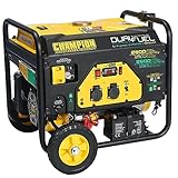 Champion Power Equipment Stromaggregat Benzin + Gas (2800 Watt, tragbarer Dual Fuel Stromerzeuger, Generator mit integriertem Griff + Radsatz, 68 dB(A)) CPG3500E2-DF-EU