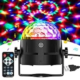 Gobikey Discokugel, 360° Rotierende Musik Activated Discolicht LED Party Lampe mit Fernbedienung- 3W RGB Dynamisch Disco Lichteffekte, 4M/13ft USB,Partylicht ür Party/Halloween/Kinder/Hochzeit