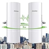 WLAN Bridge Outdoor, 3 km Gigabit WiFi Bridge mit 1000 Mbps LAN Port, 16 dBi Antenne, Adalov 5.8G Punkt-zu-Punkt Wireles Bridge, 900 Mbps CPE, 24V POE Adapter, 2er Pack