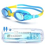 ZABERT Schwimmbrille für Kinder, K1 Schwimmbrillen Kinderschwimmbrille Chlorbrille für Jugendliche Kinder Kind Junior Jungen Mädchen 2 3 4 5 6 7 8 9 10 11 12 Jahre Blau Gelb