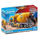 PLAYMOBIL City Action 71406 Betonmischer mit drehbarer Mischtrommel, klappbares Führerhaus mit beweglicher Schütte, Spielset für kreative Baufans, Spielzeug für Kinder ab 4 Jahren