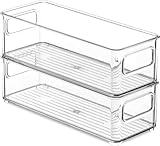 WANGZAIZAI Kühlschrankbox Kühlschrank Vorratsdose lebensmittelechte Aufbewahrungsbox für Küche und Speisekammer 2er-Set – durchsichtig （25.5x10x7.5cm）